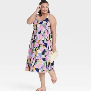 Ava & Viv Sleeveless Tie-Back Tiered Dress‚ Floral
